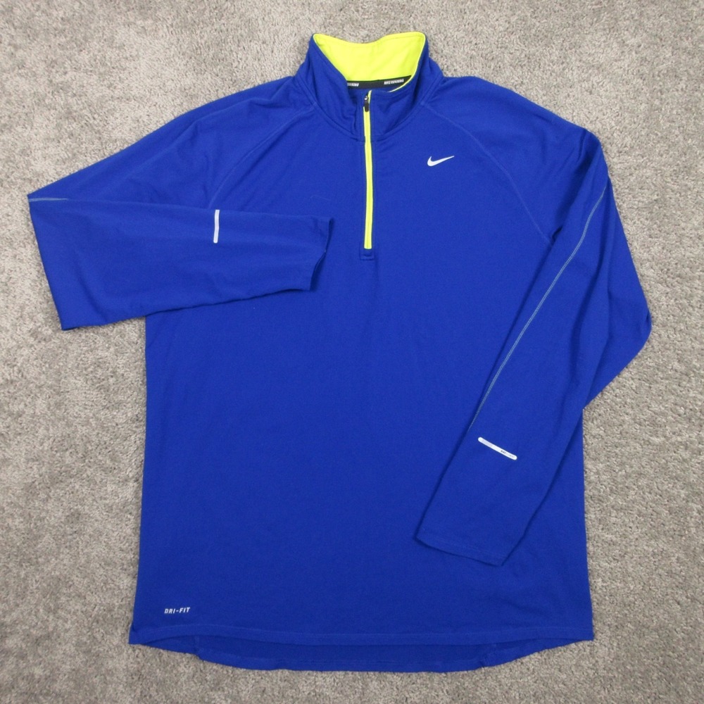 Nike Sweater Mens XL Blue Element Drifit Running Wicking Quarter Zip Lightweight